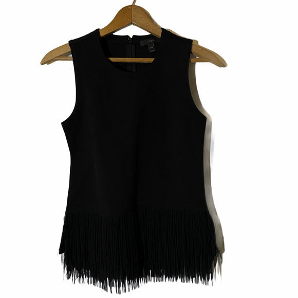 J. Crew Tops - J Crew Black Knit Fun Fringe Top XXS